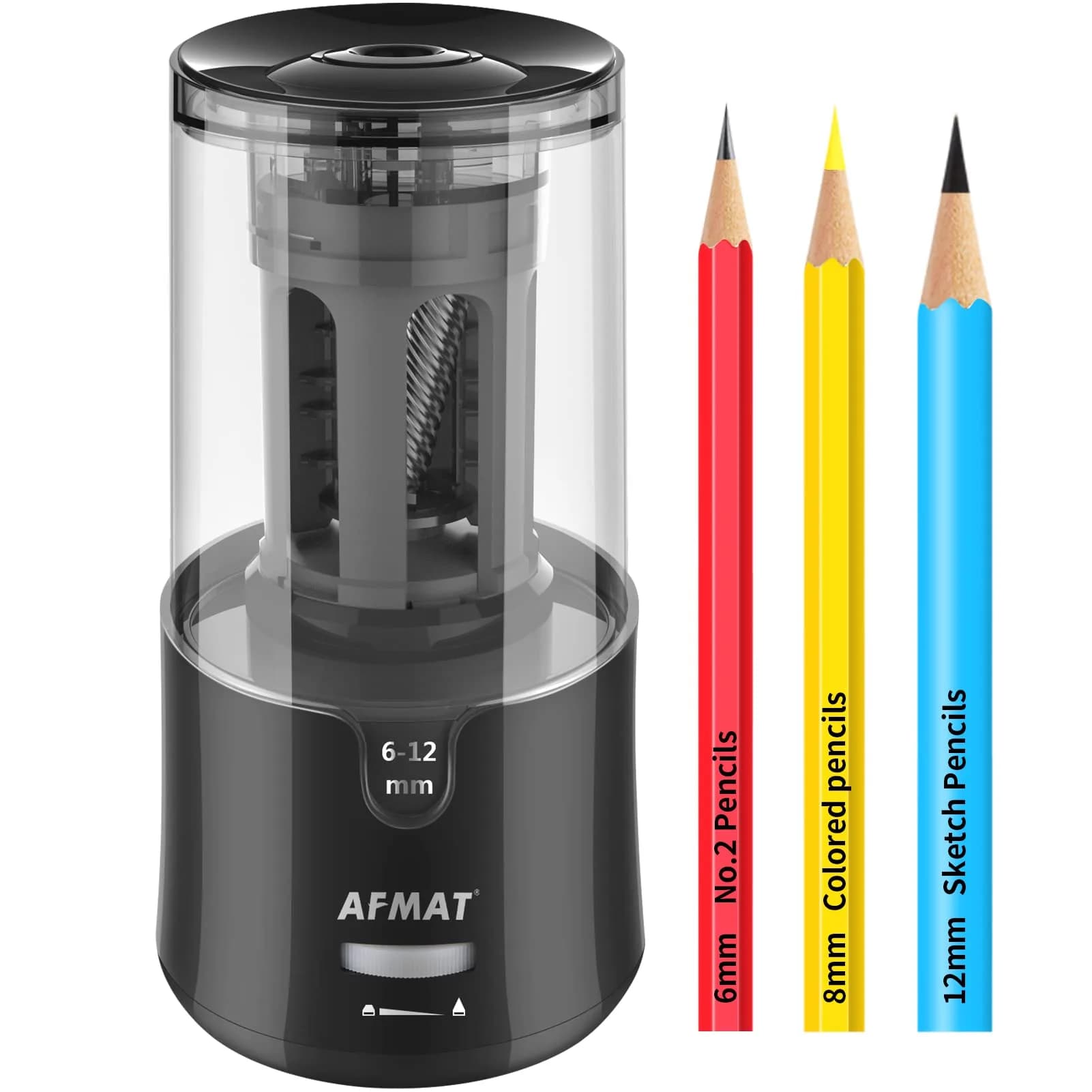 AFMAT Electric Pencil Sharpener - Auto Stop, Fast Sharpening, Plug-in for 6-12mm Pencils | Classroom, Office, Home Use - main product image