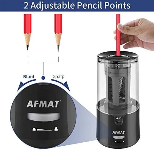 AFMAT Electric Pencil Sharpener - Auto Stop, Fast Sharpening, Plug-in for 6-12mm Pencils | Classroom, Office, Home Use thumbnail 6