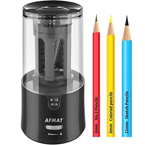 AFMAT Electric Pencil Sharpener - Auto Stop, Fast Sharpening, Plug-in for 6-12mm Pencils | Classroom, Office, Home Use thumbnail 1