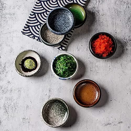 Uaral Emerald Green Ceramic Dipping Bowls Set of 6 | 118ml (4.5 oz) Japanese Style Pinch Bowls thumbnail 3