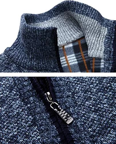 Vcansion Men's Casual Slim Fit Full Zip Thick Knit Cardigan Sweater with Pockets Orange-red | Classic Warmth & Style thumbnail 5