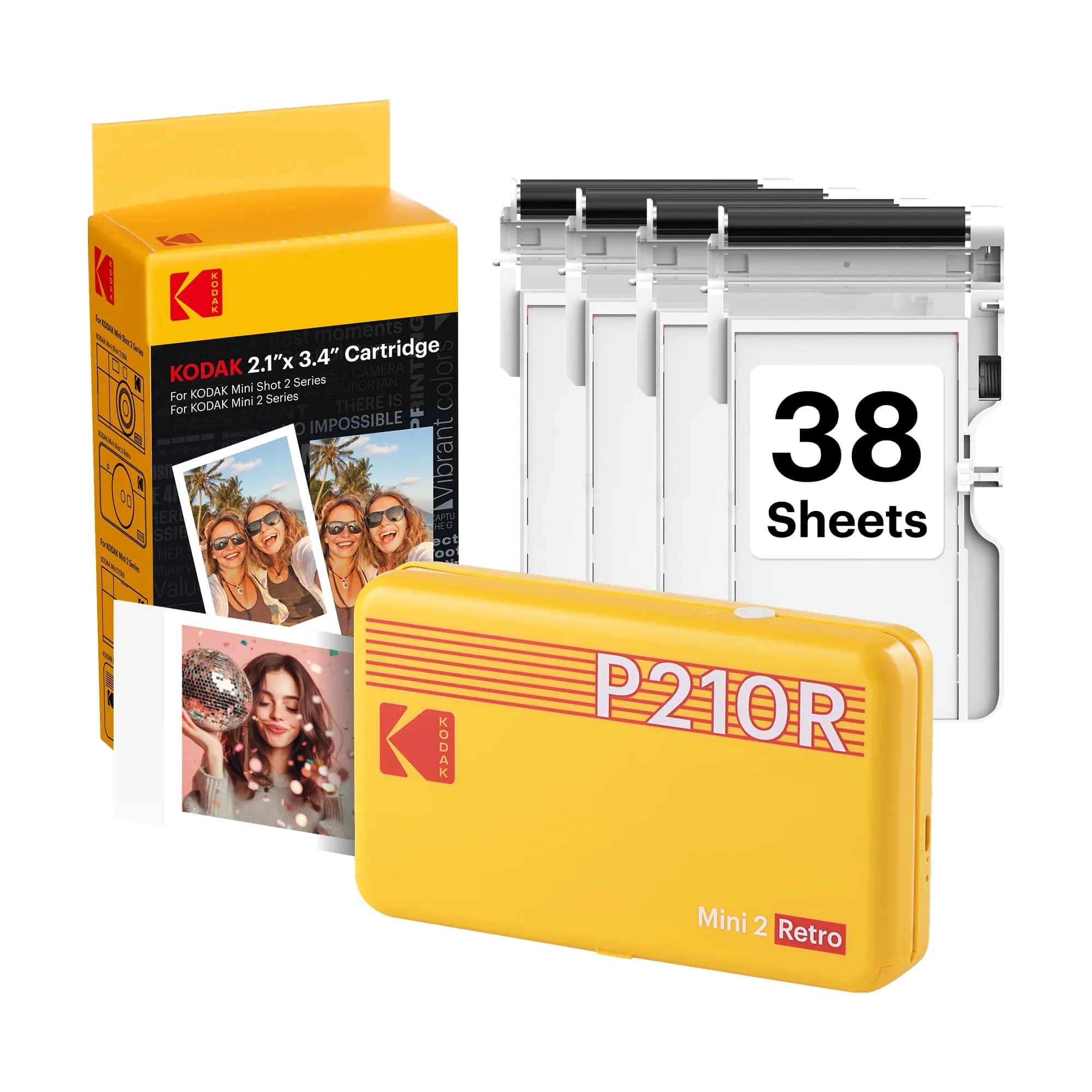 KODAK Mini 2 Retro Portable Photo Printer Yellow | 2x3 Inch Prints, 4PASS Dye Sublimation - main product image