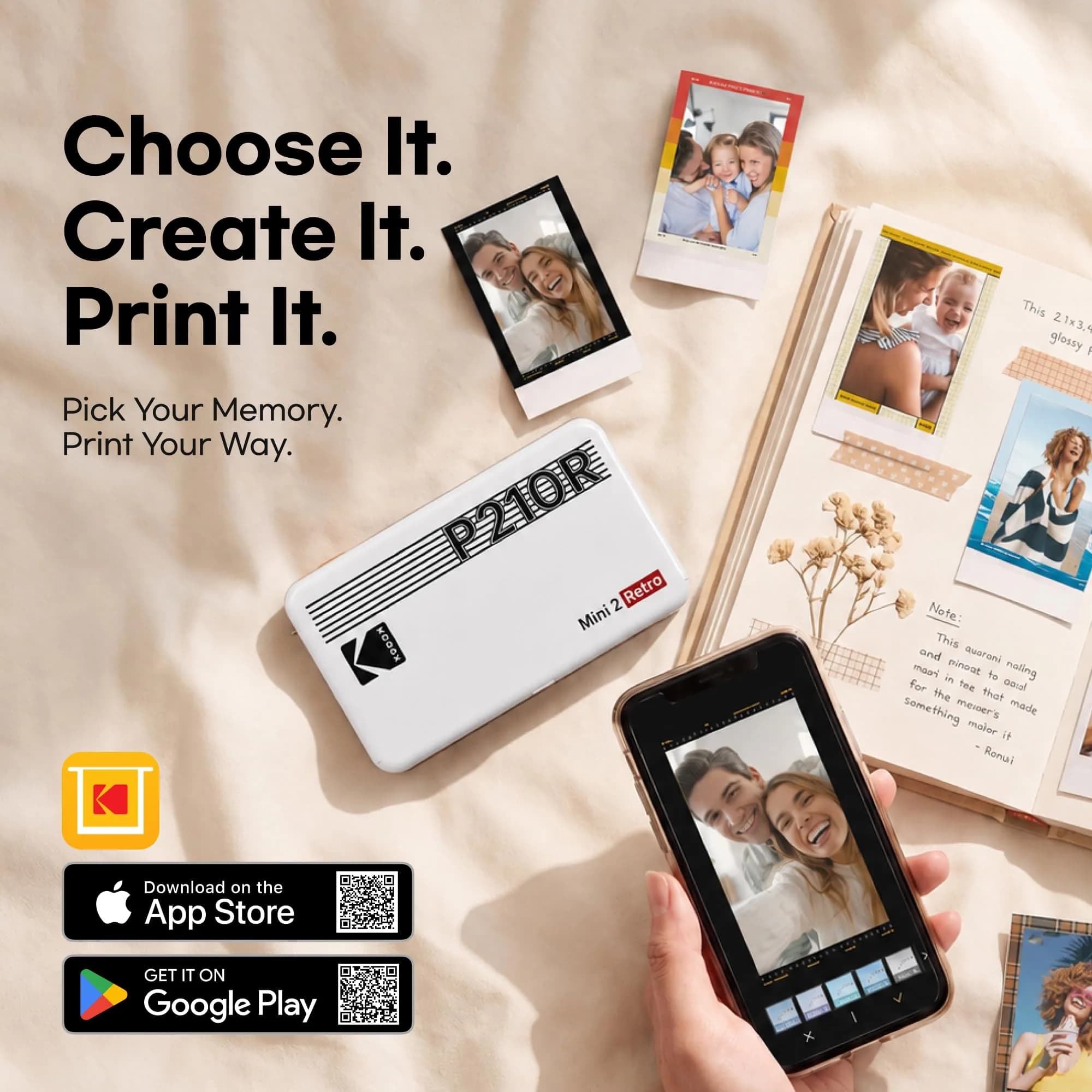KODAK Mini 2 Retro Portable Photo Printer Black 2x3 inches | Bluetooth Connectivity for iPhone & Android - view 7