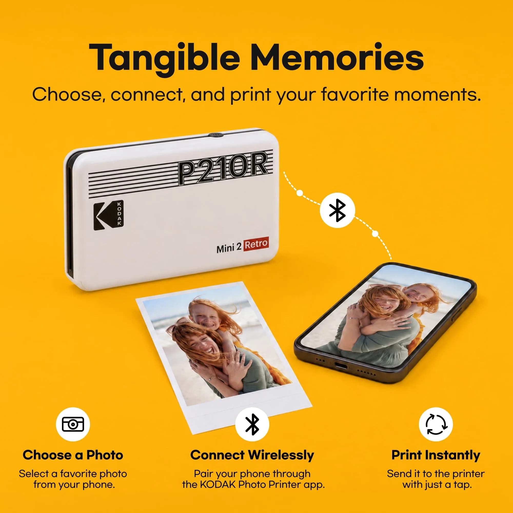 KODAK Mini 2 Retro Portable Photo Printer Black 2x3 inches | Bluetooth Connectivity for iPhone & Android - view 4