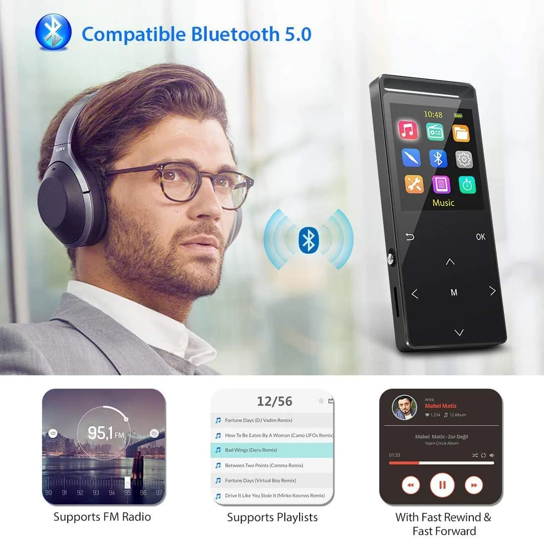 MUSRUN 64GB MP3 Player with Bluetooth & Armband | 64GB (64GB Micro SD Card Included) - view 2