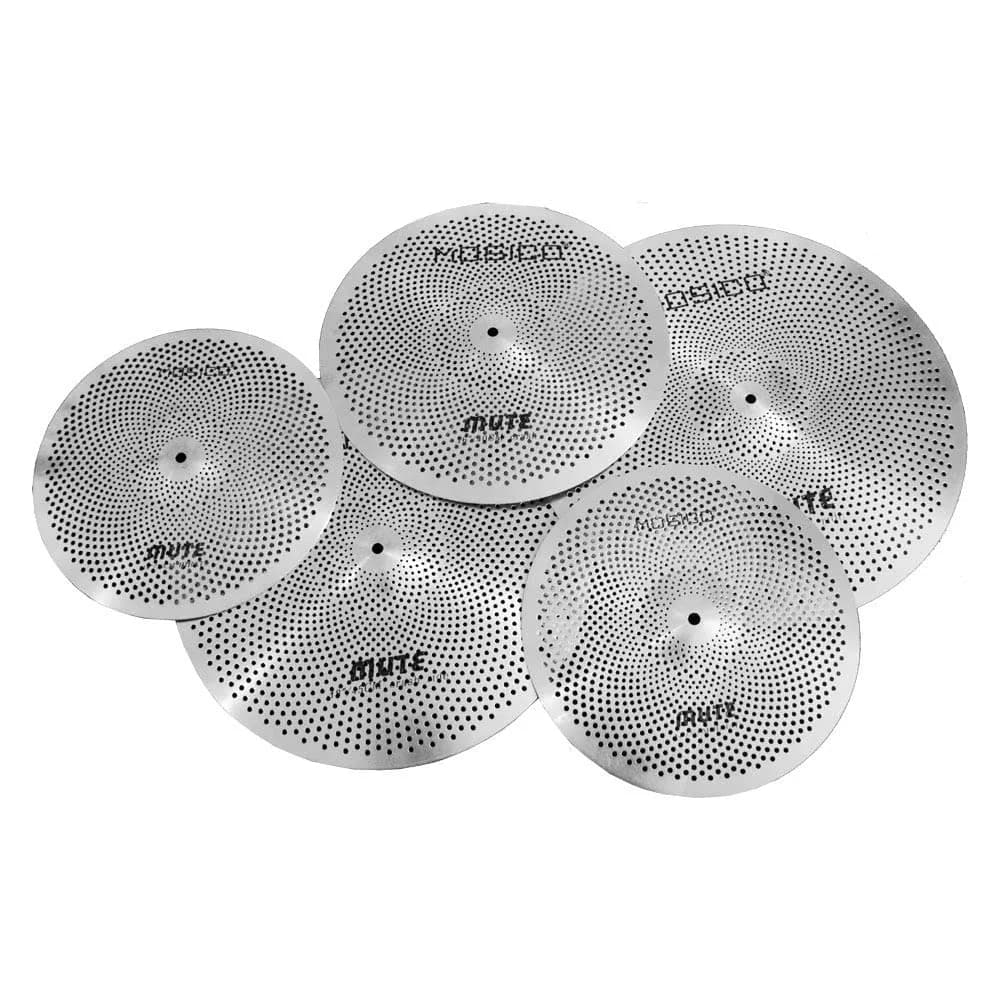 Arborea Silver Low Volume Cymbal Pack Mute Set 5 Pieces | Practice Quiet Cymbal Set for Drum Sets - main product image