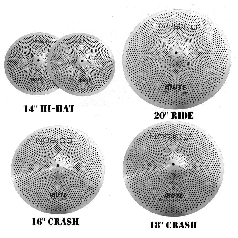 Arborea Silver Low Volume Cymbal Pack Mute Set 5 Pieces | Practice Quiet Cymbal Set for Drum Sets - view 2