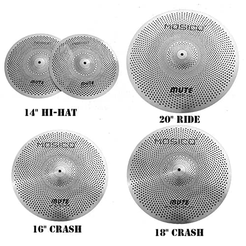 Arborea Silver Low Volume Cymbal Pack Mute Set 5 Pieces | Practice Quiet Cymbal Set for Drum Sets thumbnail 2