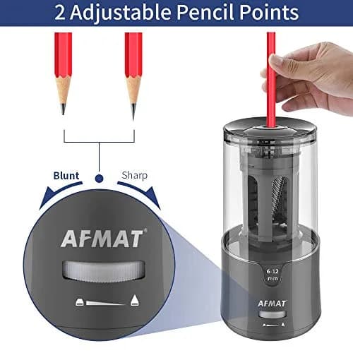 AFMAT Electric Pencil Sharpener, Heavy Duty for 6-12mm Pencils, Auto Stop, Fast & Sharp, Plug-in for Office/Home (Gray, 1 Unit) thumbnail 6