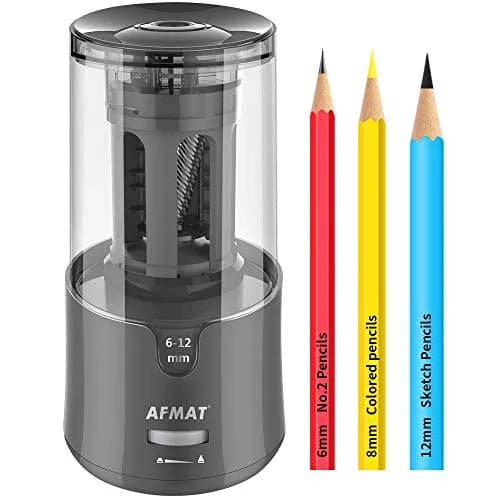AFMAT Electric Pencil Sharpener, Heavy Duty for 6-12mm Pencils, Auto Stop, Fast & Sharp, Plug-in for Office/Home (Gray, 1 Unit) thumbnail 1