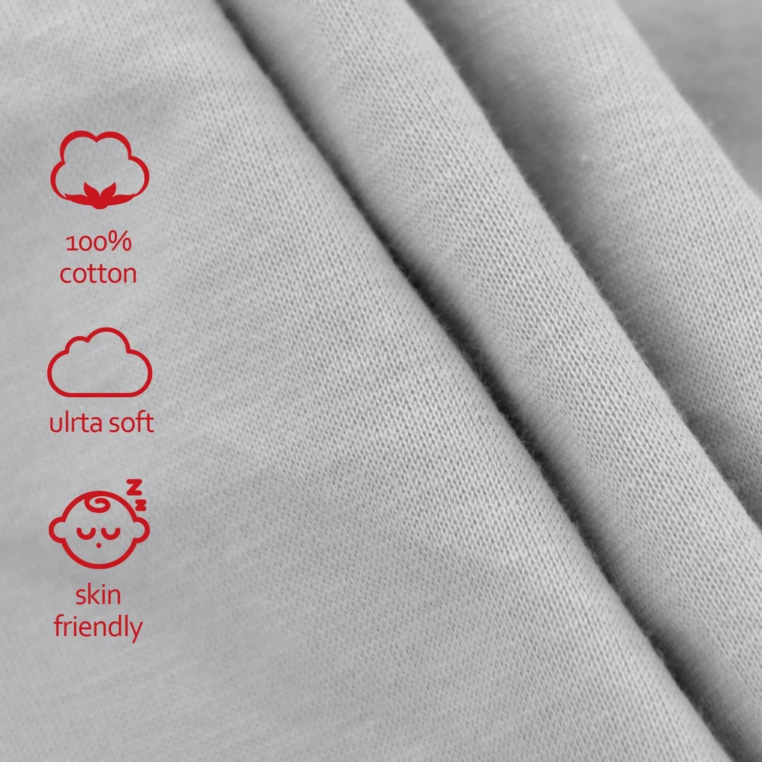 Moonsea Grey Cotton Changing Pad Cover (32" x 16") - Soft, Breathable, Hypoallergenic - view 2