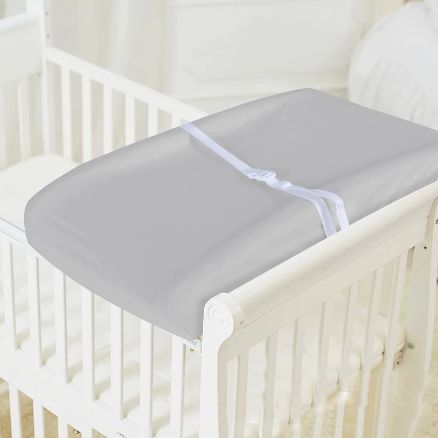 Moonsea Grey Cotton Changing Pad Cover (32" x 16") - Soft, Breathable, Hypoallergenic - view 4