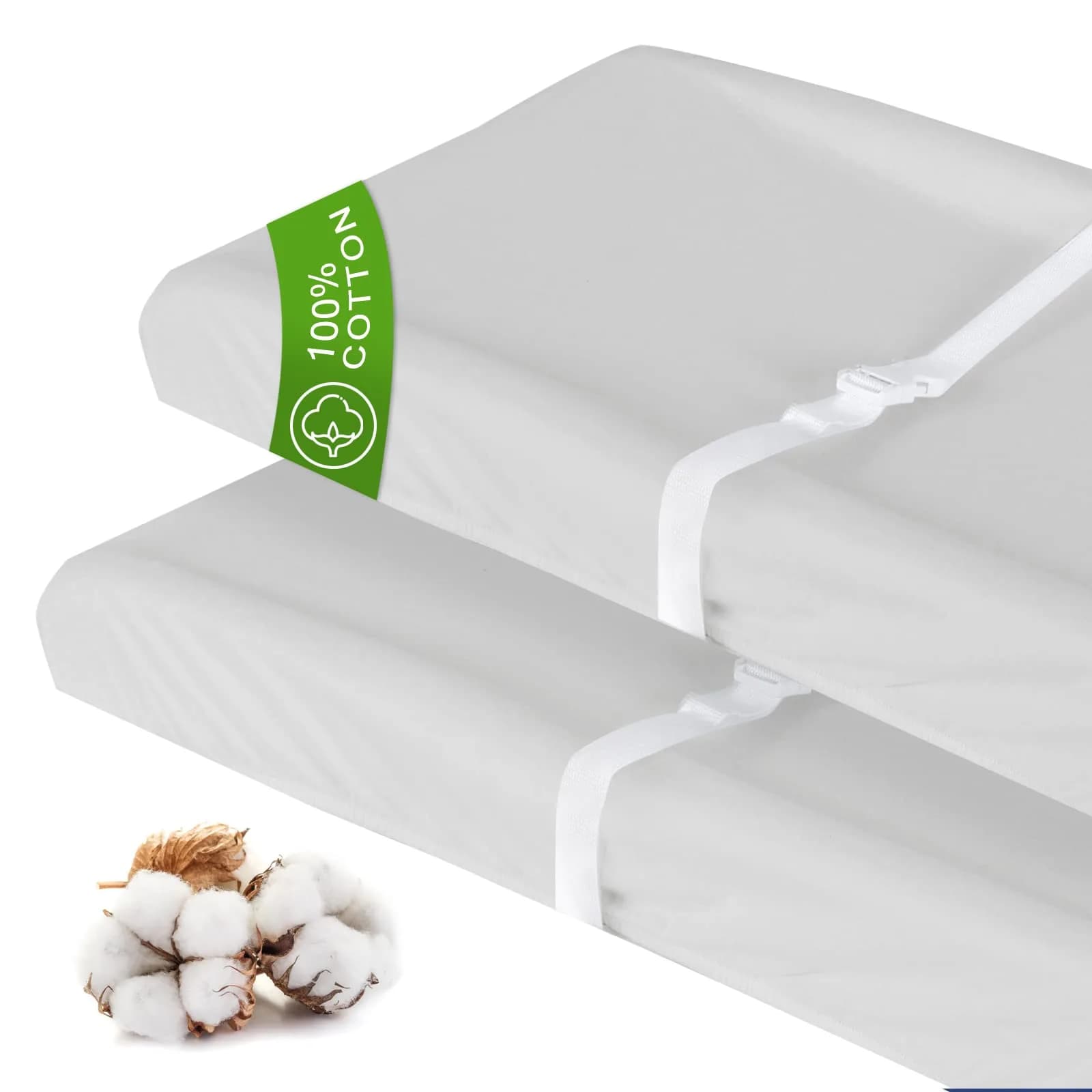 Moonsea Organic Cotton Changing Pad Cover 2 Pack (32" x 16") | Soft, Breathable, Hypoallergenic — Grey Cotton