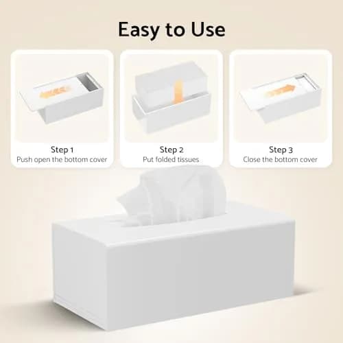 HIIMIEI Acrylic Tissue Box Cover White Rectangular 25cm x 13cm x 11.4cm | Modern Desk Decor thumbnail 5