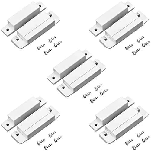 QWORK MC-31 Wired Surface-Mounted NC Magnetic Door Window Contact Sensor Alarm Reed Switch, White, Pack of 5 | Electronic Switch for Home Security thumbnail 1