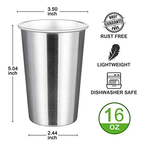 MEWAY Stainless Steel Cups 16oz | Stackable Durable Metal Cups for Travel & Camping thumbnail 2