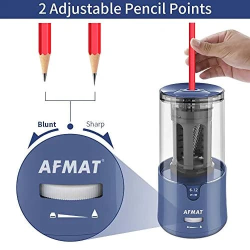 AFMAT Electric Pencil Sharpener for Colored Pencils, Blue 19cm (7.44in) | Sharpens 6-12mm Pencils Fast thumbnail 6