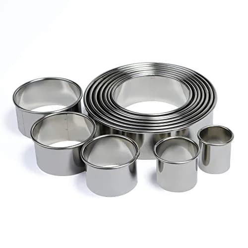 RIHAI Stainless Steel Round Cookie Cutter Set, 12 Pieces | Durable, Rust-Resistant Baking Tools thumbnail 1