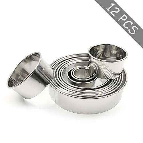 RIHAI Stainless Steel Round Cookie Cutter Set, 12 Pieces | Durable, Rust-Resistant Baking Tools thumbnail 3