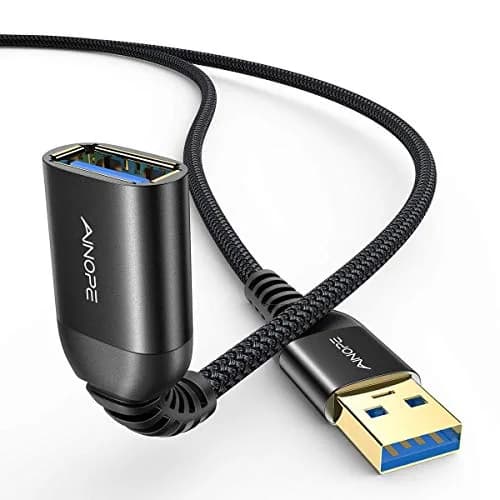 AINOPE 2 Pack USB 3.0 Extension Cable 2m (6.6ft) Black | High Speed Data Transfer & Charging thumbnail 1