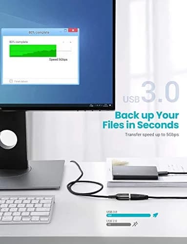 AINOPE 2 Pack USB 3.0 Extension Cable 2m (6.6ft) Black | High Speed Data Transfer & Charging thumbnail 5