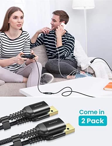 AINOPE 2 Pack USB 3.0 Extension Cable 2m (6.6ft) Black | High Speed Data Transfer & Charging thumbnail 6