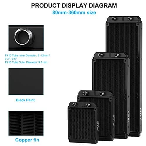 DIYhz 360mm Aluminum Water Cooling Radiator (39.5cm x 12cm x 3cm) | 12-Pipe Heat Exchanger for CPU PC Laser Water Cool System thumbnail 5