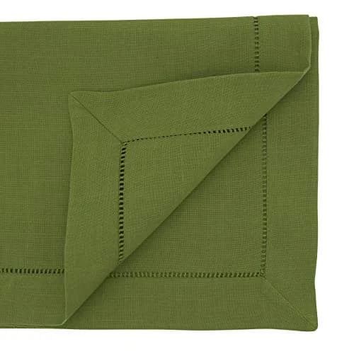 SARO LIFESTYLE Classic Hemstitch Table Runner 183 cm (72 in) Kiwi | Elegant Everyday Table Runner with Textured Fabric thumbnail 2