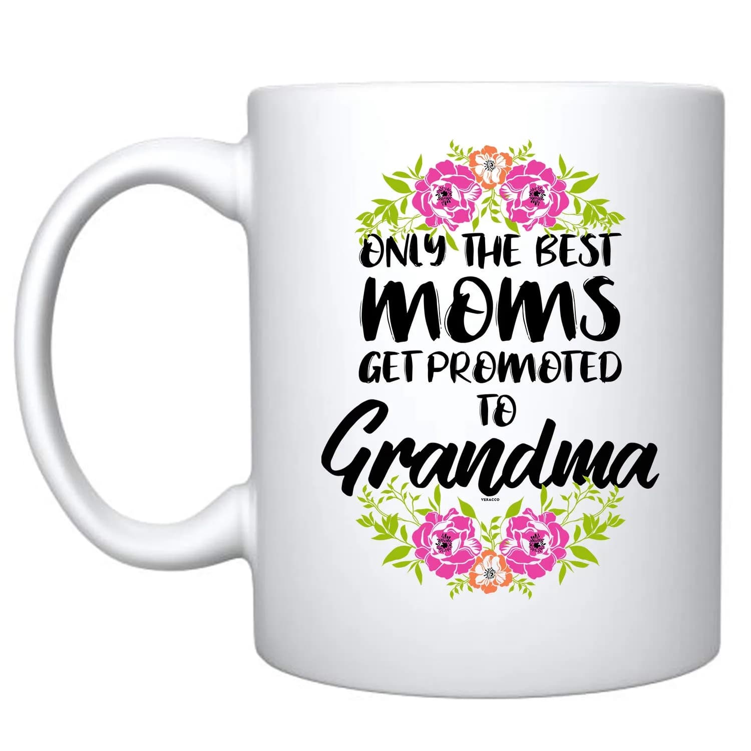 Veracco 'Only The Best Moms Get Promoted to Grandma' Ceramic Coffee Mug 325ml (11oz) | Surprise Pregnancy Announcement Gift