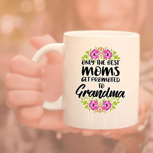 Veracco 'Only The Best Moms Get Promoted to Grandma' Ceramic Coffee Mug 325ml (11oz) | Surprise Pregnancy Announcement Gift thumbnail 4