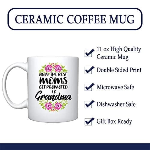 Veracco 'Only The Best Moms Get Promoted to Grandma' Ceramic Coffee Mug 325ml (11oz) | Surprise Pregnancy Announcement Gift thumbnail 3