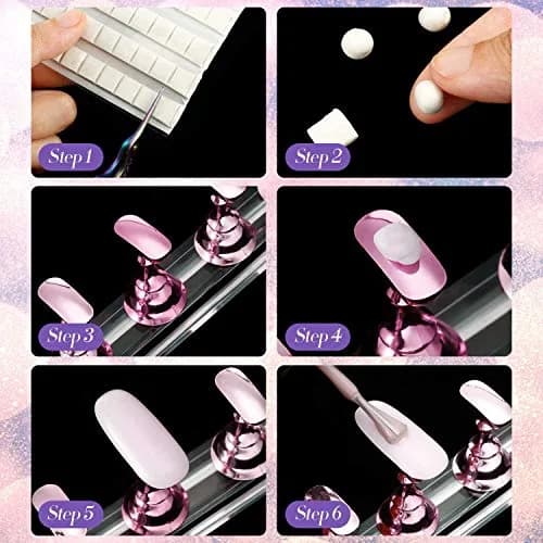 Blulu Magnetic Nail Art Practice Stands with Adhesive Putty (2 Sets, Metal Pink) | For Beginners & Salon Artists thumbnail 5