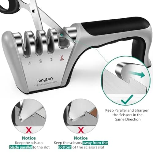 Longzon 4-Stage Knife Sharpener with Glove | 22.9 cm (9.06") thumbnail 6