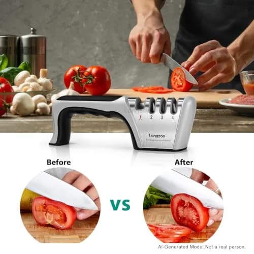 Longzon 4-Stage Knife Sharpener with Glove | 22.9 cm (9.06") thumbnail 7