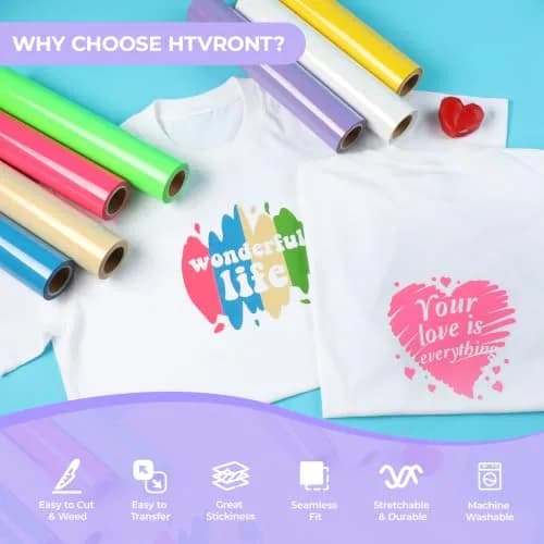 HTVRONT Yellow Heat Transfer Vinyl Roll 5.5m (12" x 20ft) | Easy Cut & Weed for T-Shirts, Bags, Hats thumbnail 2