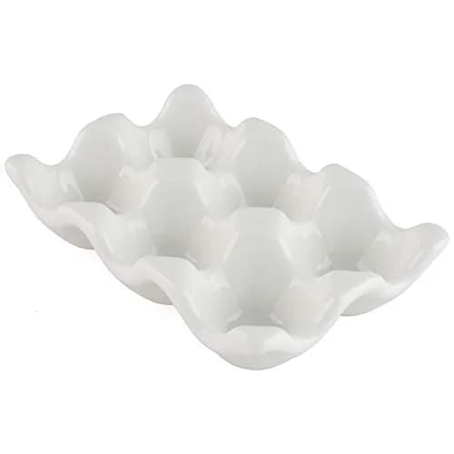 forkmannie Ceramic Egg Holder 6 Cups | Modern Kitchen Storage & Egg Organizer thumbnail 1