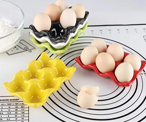forkmannie Ceramic Egg Holder 6 Cups | Modern Kitchen Storage & Egg Organizer thumbnail 6