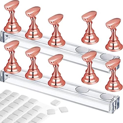 Blulu Magnetic Nail Art Practice Stands Set with 96 Putty Pieces | Metal Rose Gold, 2 Sets thumbnail 1