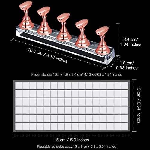 Blulu Magnetic Nail Art Practice Stands Set with 96 Putty Pieces | Metal Rose Gold, 2 Sets thumbnail 4