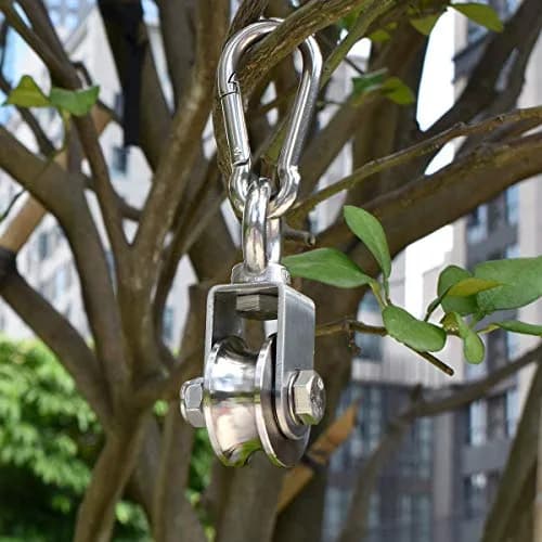 Penkwiio Single Pulley Block 107mm Stainless Steel 360° Rotation Heavy Duty for Rope Loading thumbnail 5