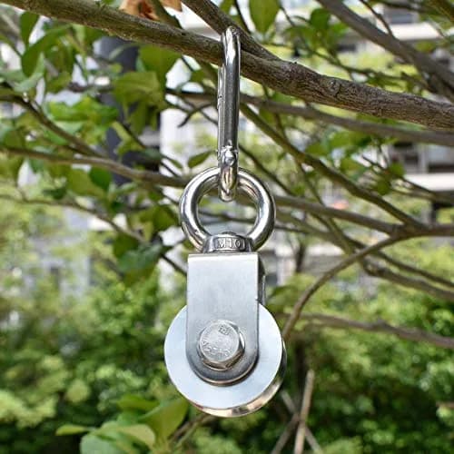 Penkwiio Single Pulley Block 107mm Stainless Steel 360° Rotation Heavy Duty for Rope Loading thumbnail 6