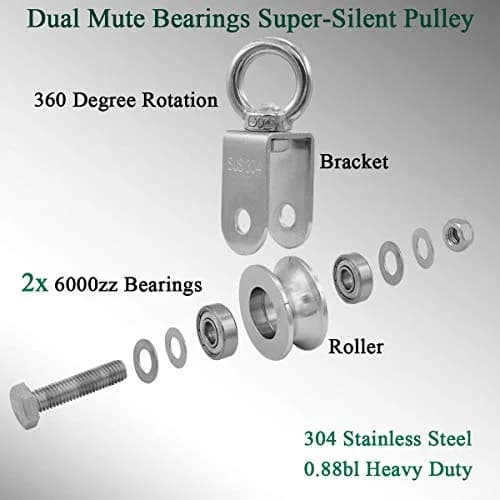 Penkwiio Single Pulley Block 107mm Stainless Steel 360° Rotation Heavy Duty for Rope Loading thumbnail 3