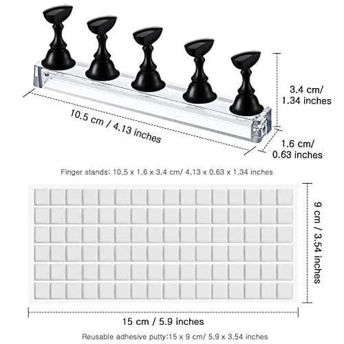Blulu Magnetic Nail Art Practice Stands with 96 Adhesive Putty Pieces | Black thumbnail 4