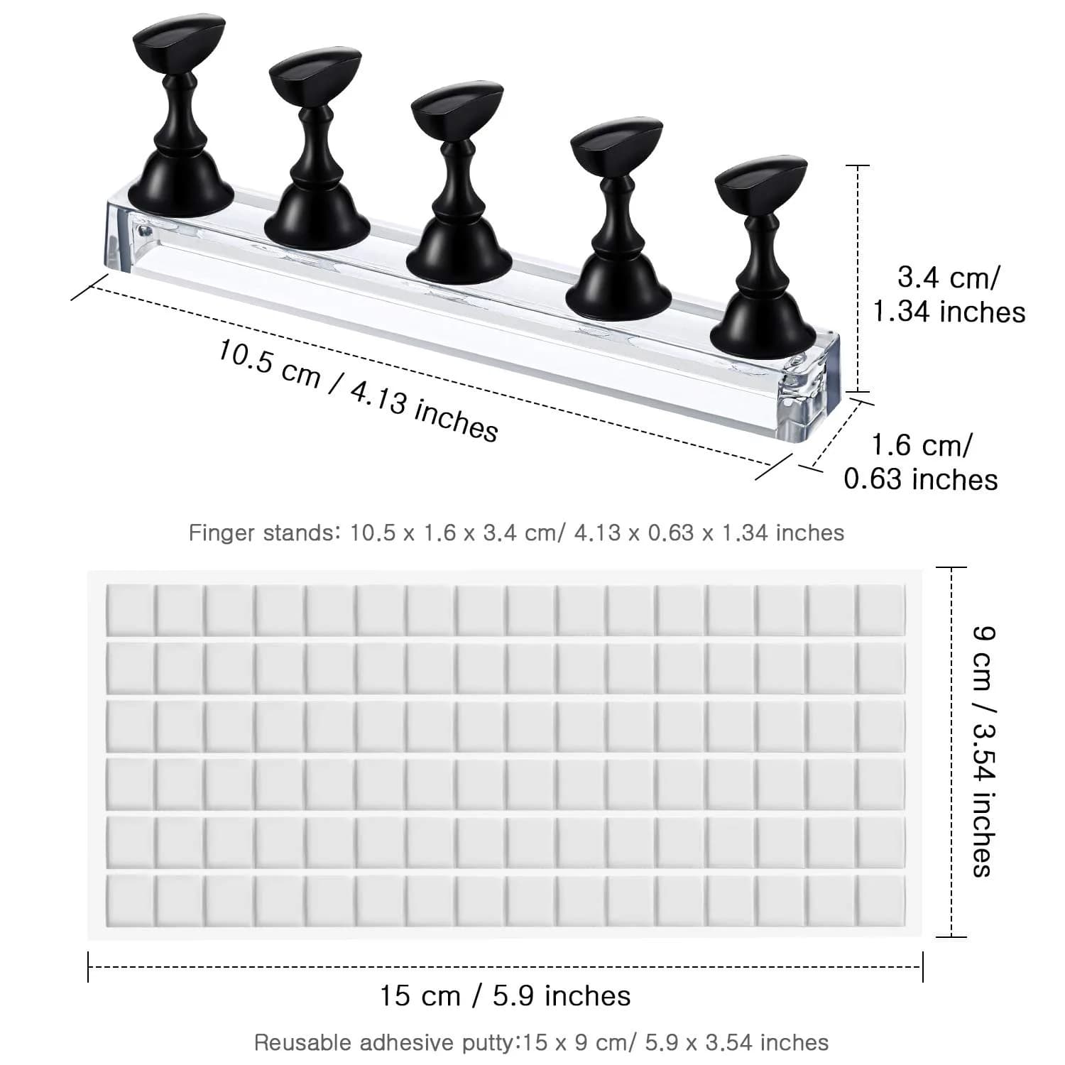 Blulu Magnetic Nail Art Practice Stands with 96 Adhesive Putty Pieces | Black - view 4