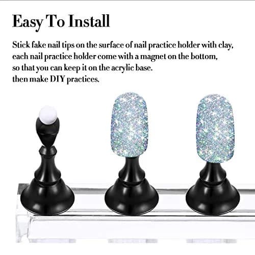 Blulu Magnetic Nail Art Practice Stands with 96 Adhesive Putty Pieces | Black thumbnail 6