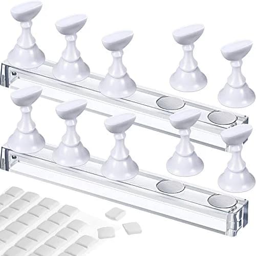 Blulu Magnetic Nail Art Practice Stand Set with Adhesive Putty | 2 Stands + 96 Putty Pieces thumbnail 1