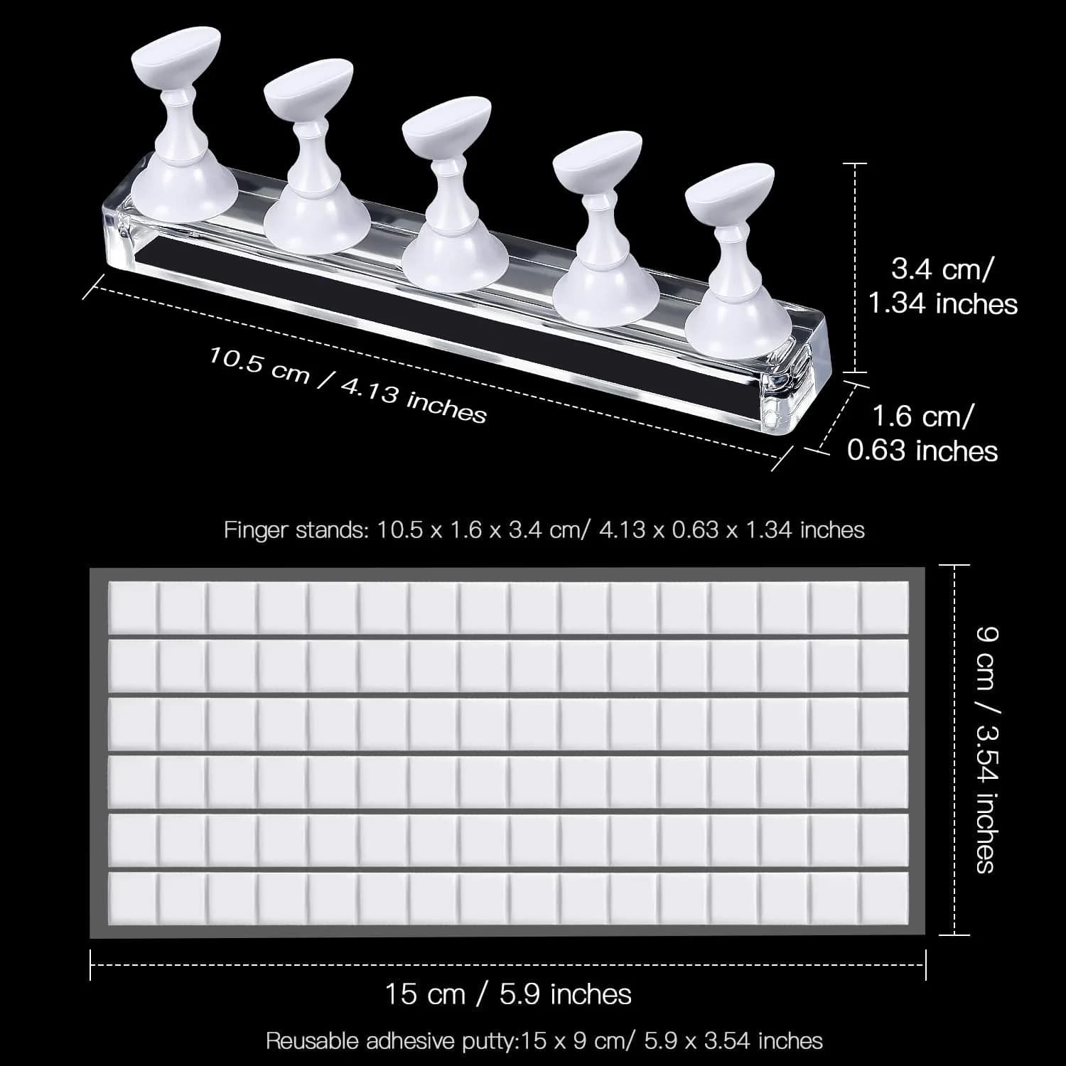 Blulu Magnetic Nail Art Practice Stand Set with Adhesive Putty | 2 Stands + 96 Putty Pieces - view 4