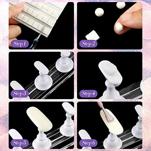 Blulu Magnetic Nail Art Practice Stand Set with Adhesive Putty | 2 Stands + 96 Putty Pieces thumbnail 5