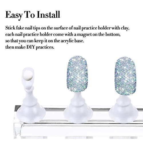 Blulu Magnetic Nail Art Practice Stand Set with Adhesive Putty | 2 Stands + 96 Putty Pieces thumbnail 6