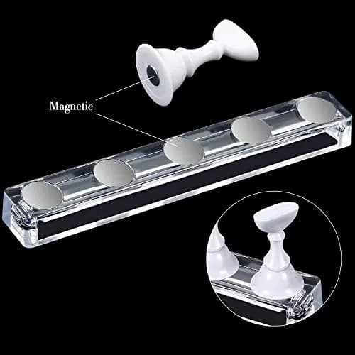 Blulu Magnetic Nail Art Practice Stand Set with Adhesive Putty | 2 Stands + 96 Putty Pieces thumbnail 2